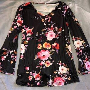 Black Floral Long Sleeve Shirt